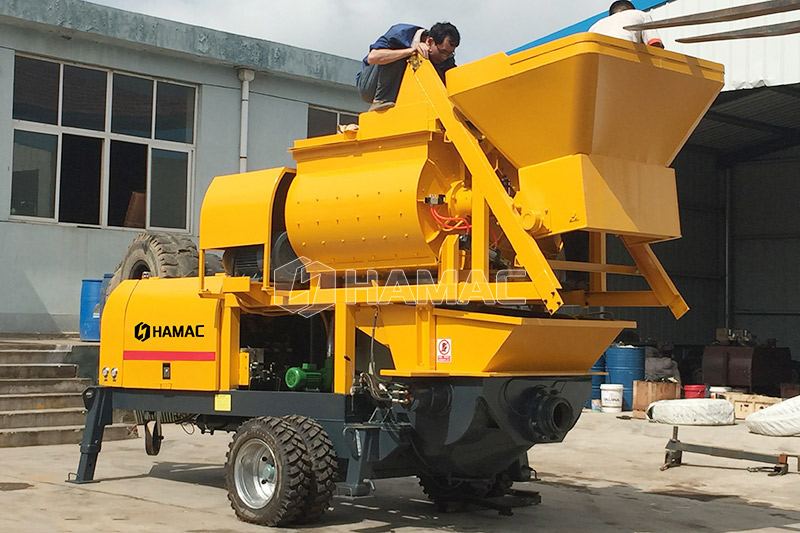 Twin Shaft Concrete Mixer with Pump